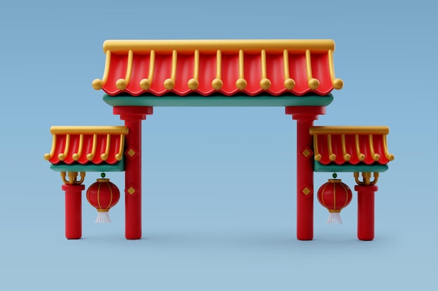 Vector 3d vector linternas de entrada de la puerta china concepto de año nuevo chino eps 10 vector