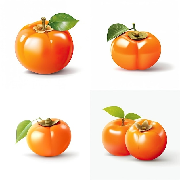 Vector 3d vector persimmon en fondo blanco