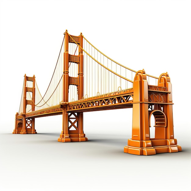 Vector 3d vector puente de la puerta de oro en estilo de fondo blanco