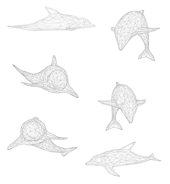 3d vector set océano protección delfín