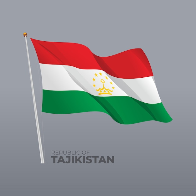 3d vector tayikistán bandera ondeante nacional