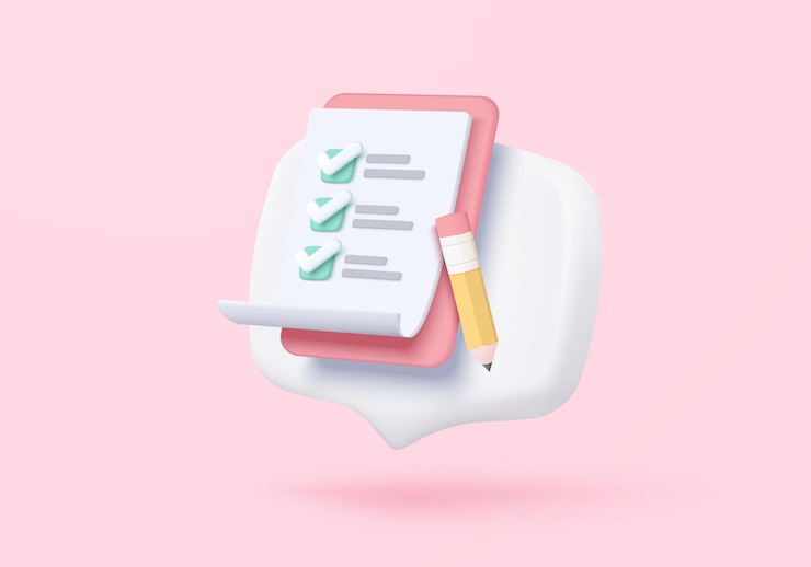 Vector 3d white clipboard gestión de tareas todo lista de control asignación y lista de control de examen con icono de lápiz trabajo eficiente en el plan de proyecto progreso rápido nivel arriba concepto 3d todo cheque de icono render vectorial