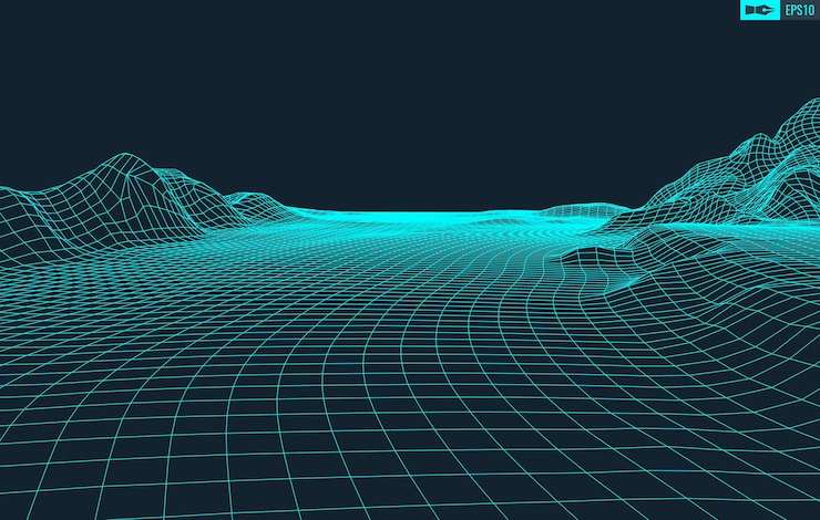 Vector 3d wireframe terreno gran angular eps10 vector