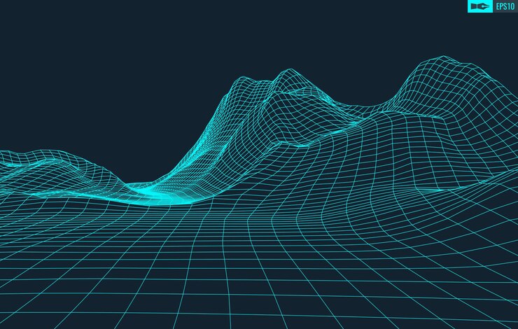 Vector 3d wireframe terreno gran angular eps10 vector
