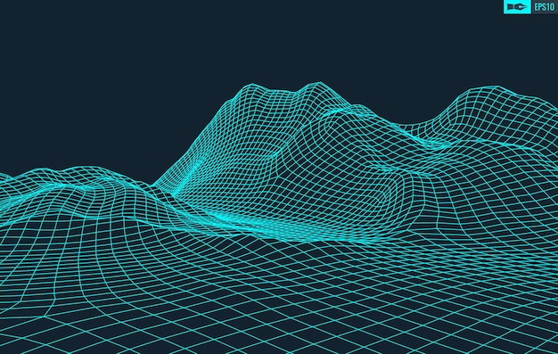 3D Wireframe Terreno Gran Angular EPS10 Vector