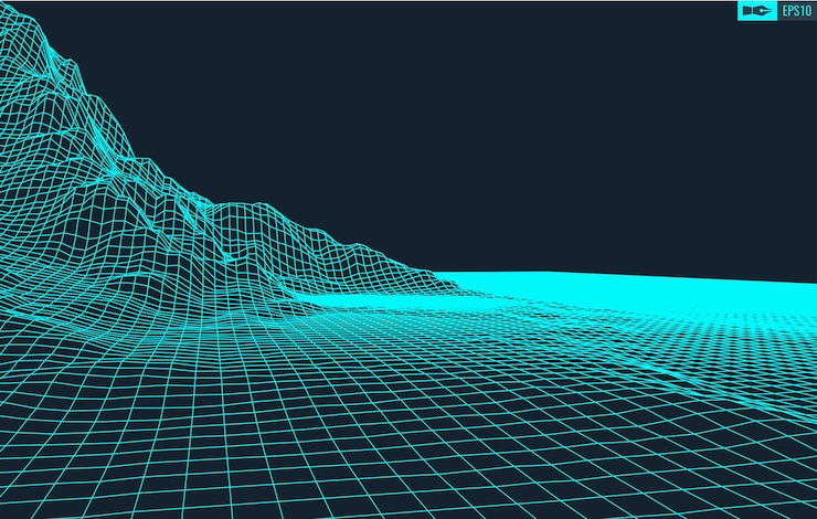 Vector 3d wireframe terreno gran angular eps10 vector