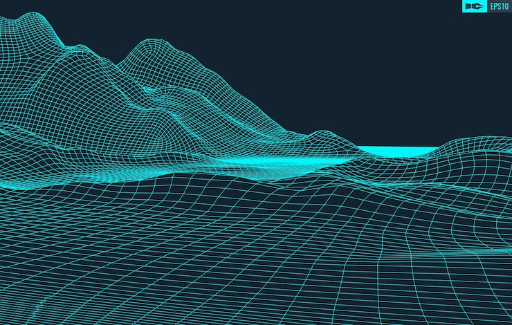 Vector 3d wireframe terreno gran angular eps10 vector