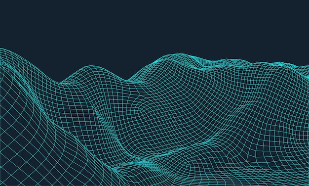 3D Wireframe Terreno Gran Angular EPS10 Vector