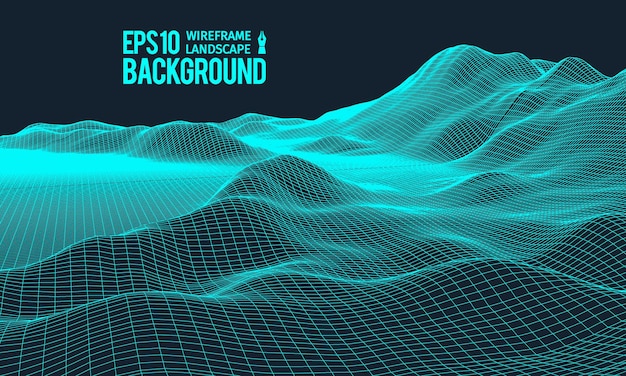 3d wireframe terreno gran angular eps10 vector