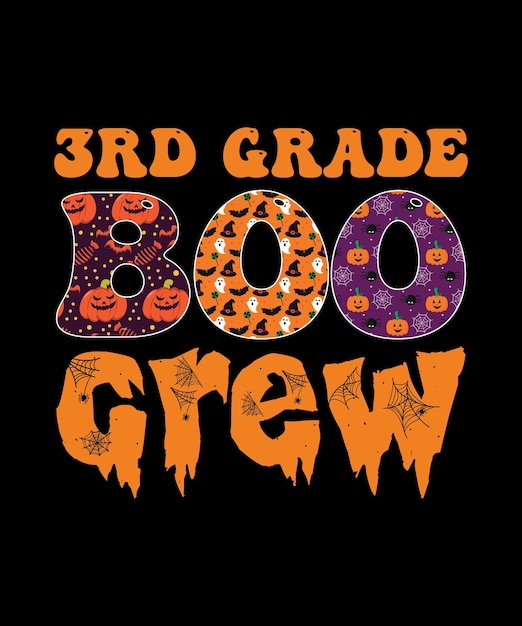 3er grado boo crew teacher student disfraz de halloween vector camiseta