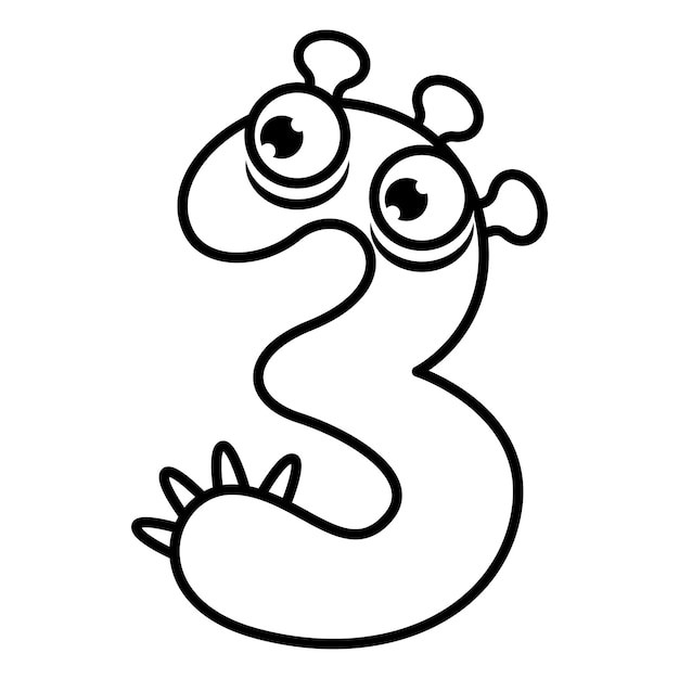 3Funny Monsters Colorful Numbers Cute Fantasy Aliens en forma de números Los números de dibujos animados de 0 a 9 iconos están hechos en forma de figuras humanas con grandes ojos y cara Números arábigos Vector