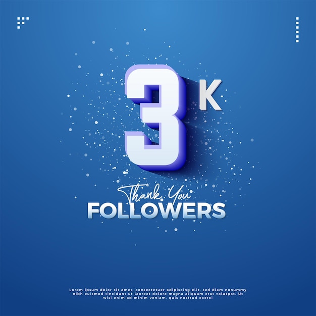 3k seguidores con figuras 3D modernas diseño de vector premium