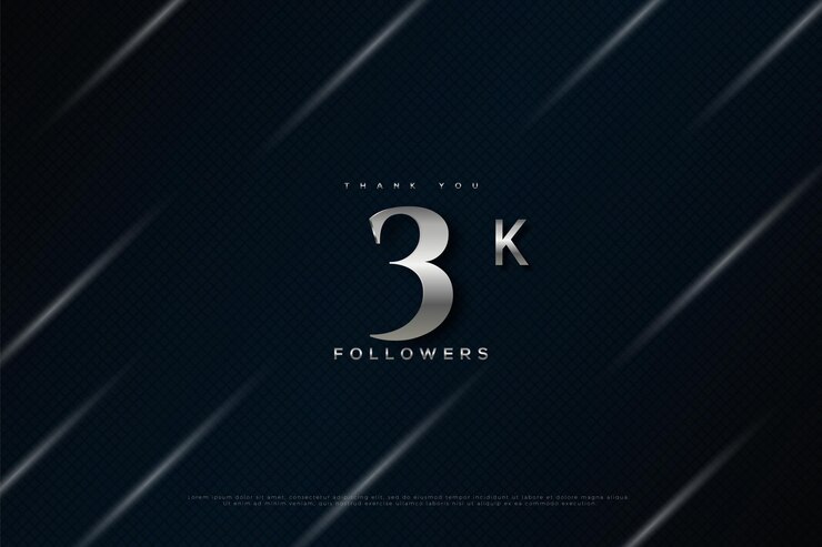 Vector 3k seguidores con ilustración de destello de luz.