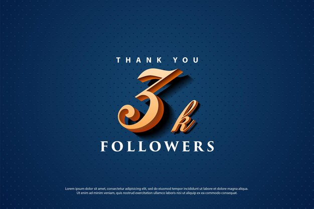 3k seguidores con números clásicos flotantes.