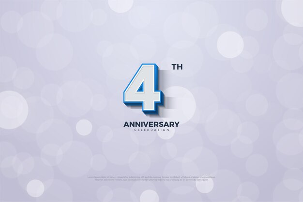 4º aniversario con número tridimensional y sombreado.