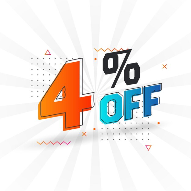 4 por ciento de descuento en 3D Diseño especial de la campaña promocional 4 de 3D Oferta de descuento para venta y comercialización