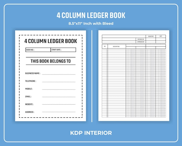 Vector 4 columnas libro de contabilidad interior del kdp