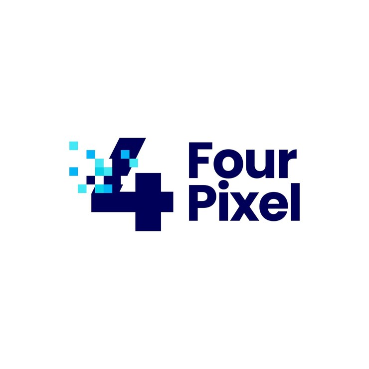 Vector 4 cuatro números de píxeles marca digital de 8 bits logo vector icono ilustración