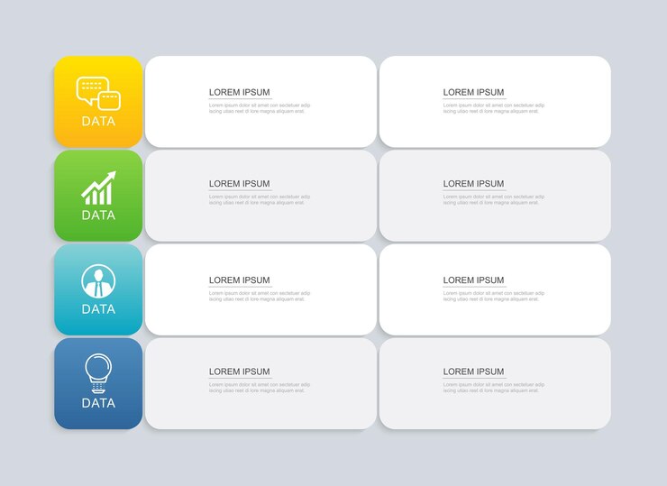Vector 4 datos infografías diseño de tablas pestañas plantilla de papel ilustración resumen de fondo