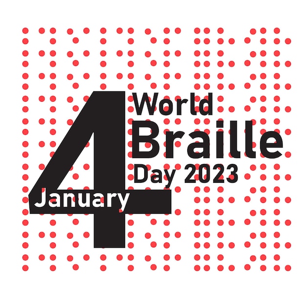 4 de enero. Feliz ilustración vectorial del Día Mundial Braille. Adecuado para tarjetas de felicitación, carteles y pancartas.