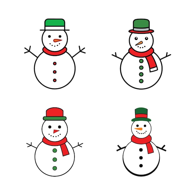 4 El icono del muñeco de nieve está aislado en una ilustración vectorial con fondo blanco