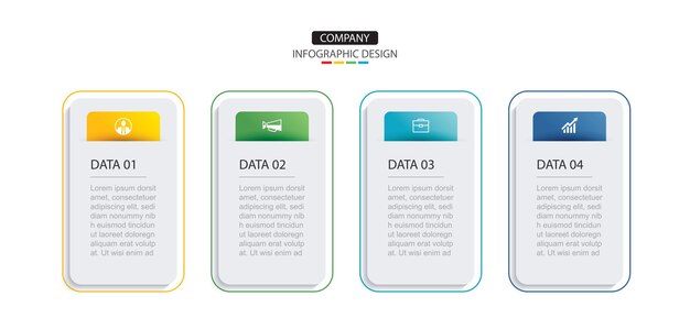 4 infografías de datos plantilla de índice de papel de pestaña ilustración de negocios resumen de antecedentes