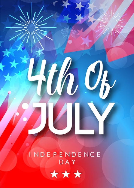 4 de julio Día de la Independencia 4 de julio Tarjeta de felicitación de ilustración vectorial con trazo de pincel backgr