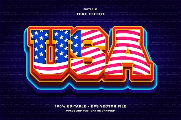 4 de julio Día de la Independencia de EE. UU. Efecto de texto editable en 3d