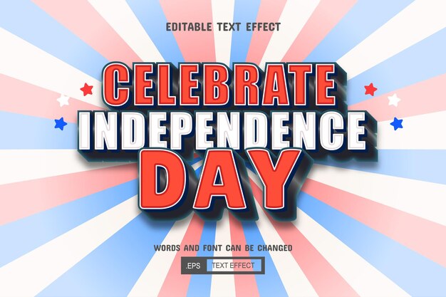 4 de julio Día de la Independencia Efecto de texto 3D editable