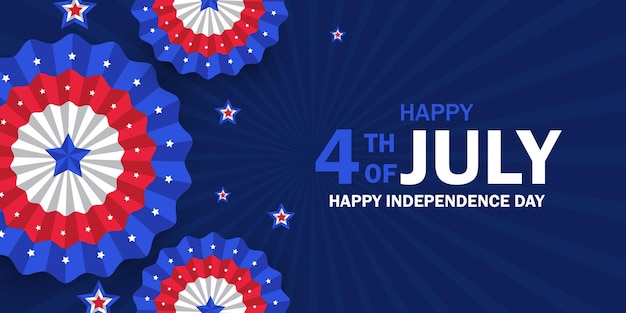 4 de julio Día de la Independencia de los Estados Unidos con fans de papel y estrellas