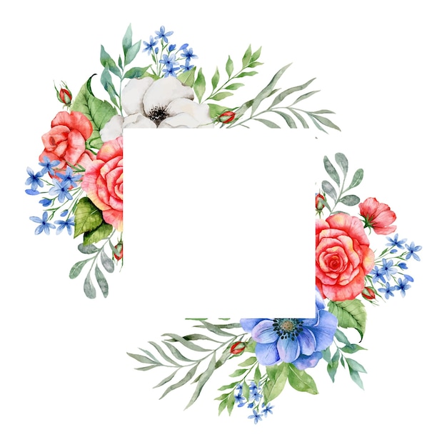 4 de julio diseño floral día de la independencia americana ramos de flores de acuarela ramos de colores de estados unidos