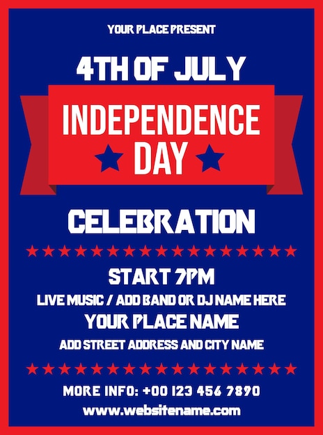 4 de julio Diseño de plantilla de publicación de redes sociales de volante de fiesta del día de la independencia
