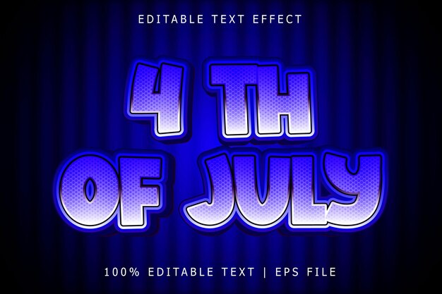 4 de julio Efecto de texto editable 3 dimensiones Relieve Estilo moderno