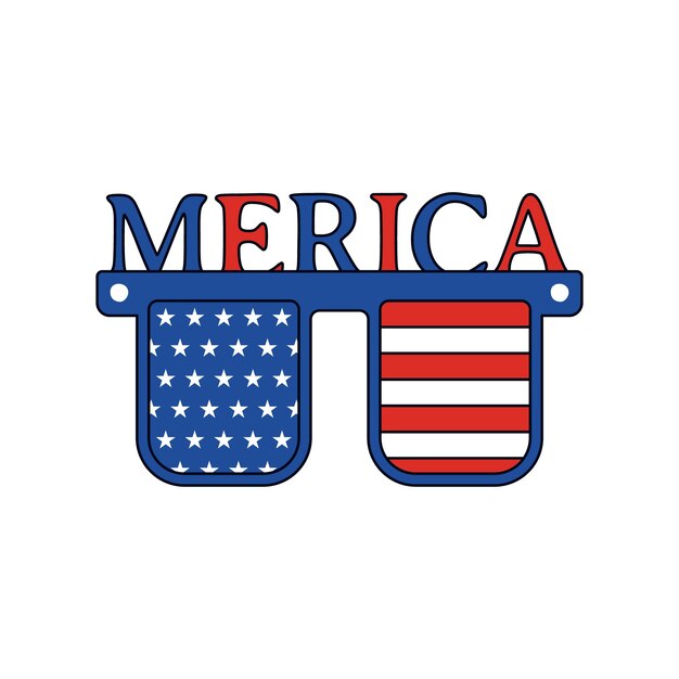 4 de julio elemento América Día de la Independencia símbolo e icono gafas de sol Merica gráficos nacionales estadounidenses en estilo plano vector de acciones