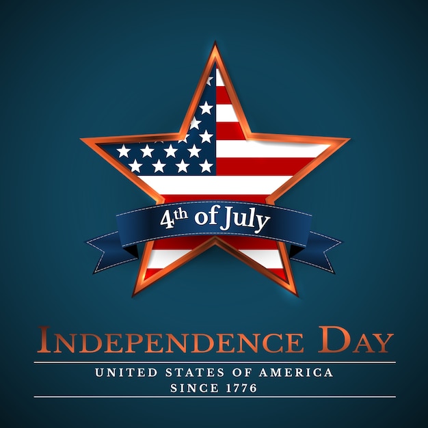 4 de julio estrella de Estados Unidos con los colores nacionales de América. Día de la Independencia.