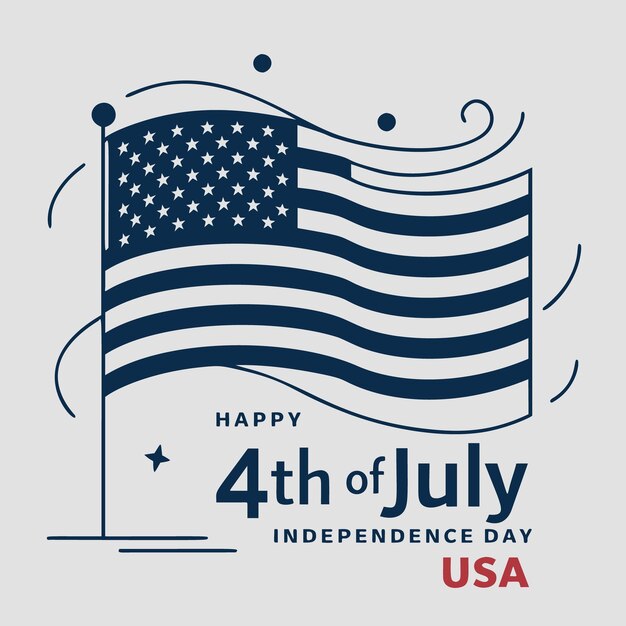 4 de julio Feliz día de la independencia estadounidense Vector de la bandera