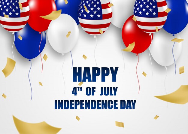 4 de julio Feliz día de la independencia USA. Diseño con globos .vector.