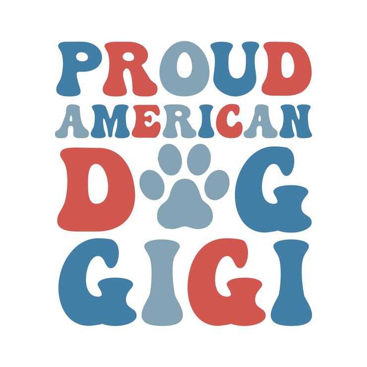 Vector 4 de julio tipografía de perros diseño de camisetas vectoriales premium
