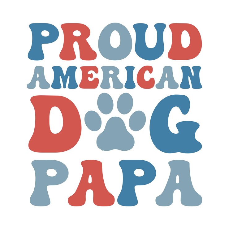 4 de julio Tipografía de perros diseño de camisetas vectoriales premium