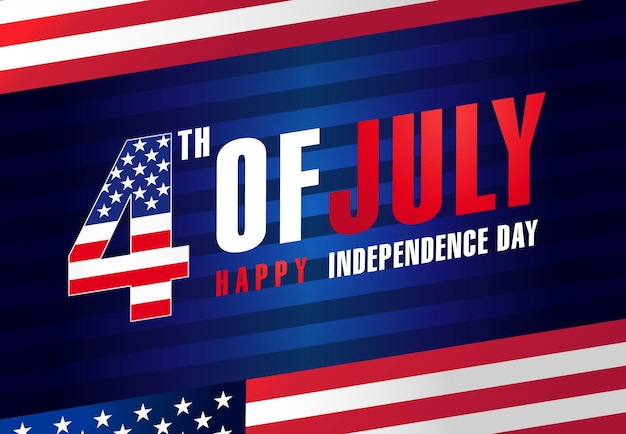 4 de julio usa rayas azules y marco de bandera banner día de la independencia de los estados unidos de américa