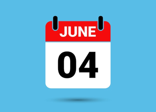 4 de junio Fecha del calendario Icono plano Día 4 Ilustración vectorial