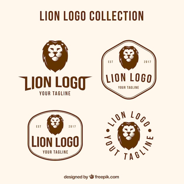 4 logotipos león con diferentes composiciones