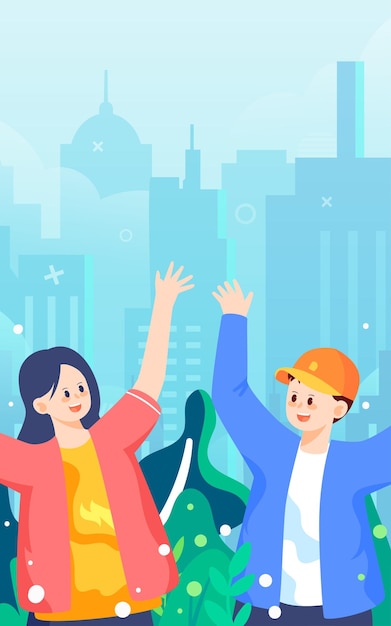 4 de mayo Día de la Juventud jóvenes saltando juntos ilustración vectorial