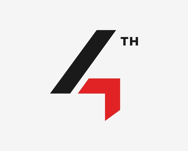 4 Número Numérico Flecha hacia arriba Dirección hacia adelante Éxito Geométrico Simple Vector moderno Diseño de logotipo