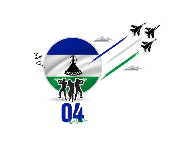 4 de octubre, celebración del día de la independencia de las fuerzas aéreas de lesotho mostrando un espectáculo aéreo en el cielo saludando