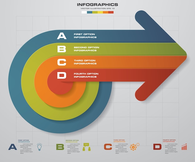 Vector 4 pasos de la plantilla de infografía de flecha