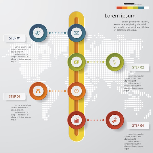 Vector 4 pasos timeline arrow infographic element