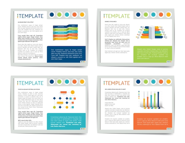 Vector 4 plantillas de negocios de presentación infografías para folletos, carteles, revistas, libros, folletos, sitios web, impresión