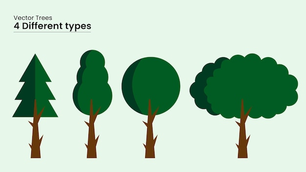 Vector 4 tipos diferentes de gráficos vectoriales de árboles