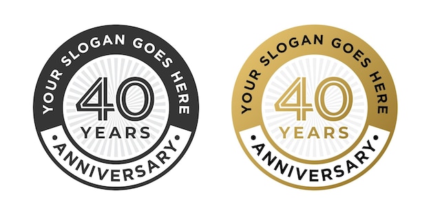 40 aniversario logotipo de lujo emblema de oro diseño vectorial conjunto de ilustraciones aislado